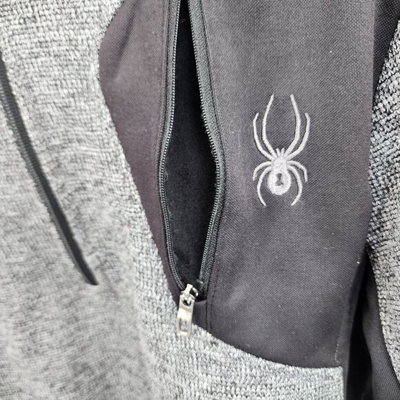 Spyder Mens Medium Gray Quarter Zip Pullover Sweater Embroidered Logo - Picture 3 of 13
